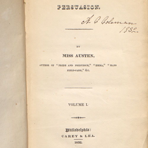 The title page of Goucher's copy of Jane Austen's Persuasion.